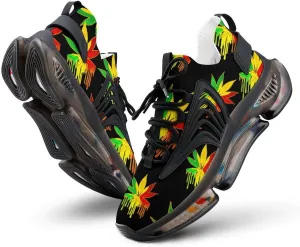 Color Painting Weed Walking Shoes for Men Lightweight Tennis Fashion Elastic Sports Shoes Cushion Basketball Shoes