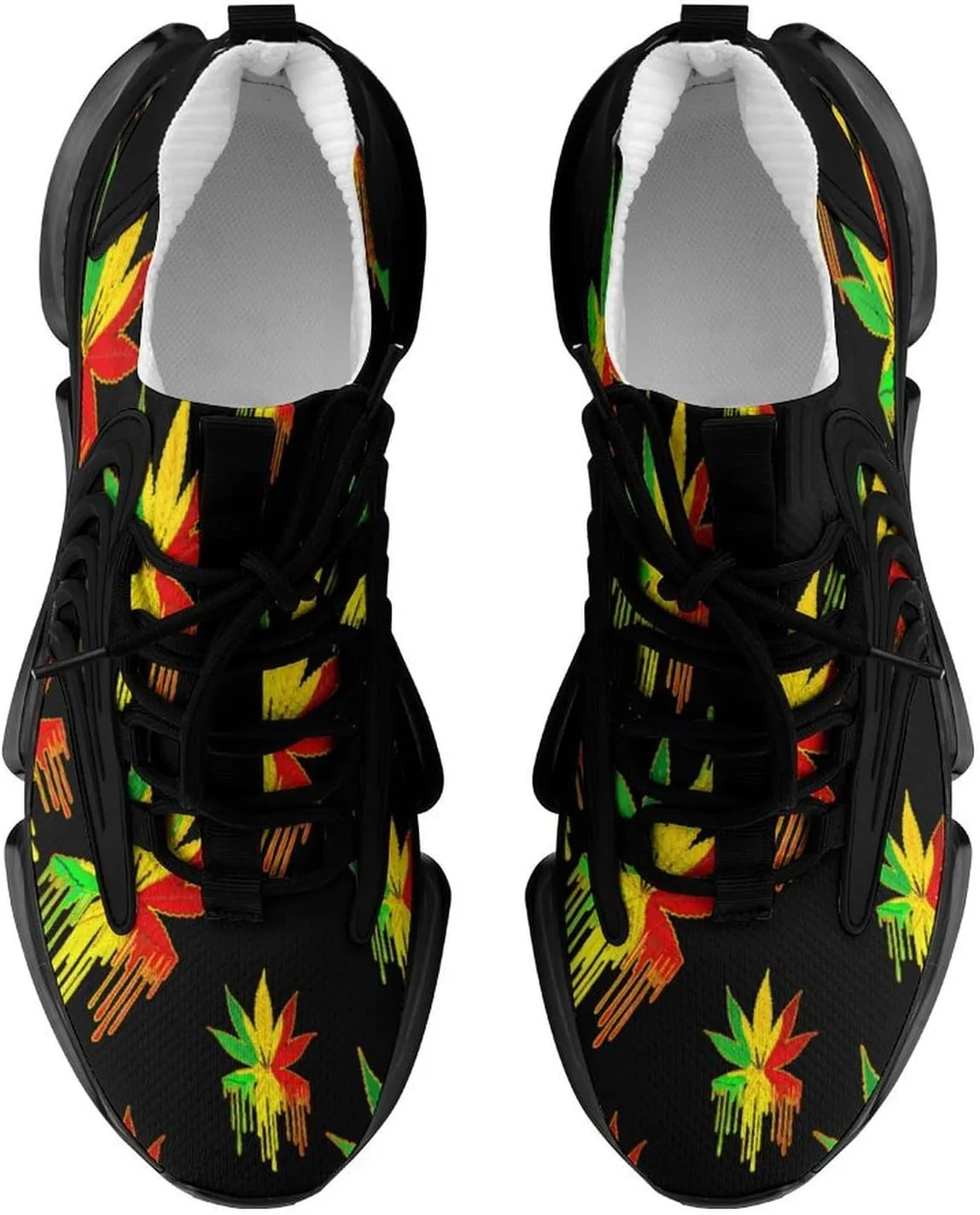 Color Painting Weed Walking Shoes for Men Lightweight Tennis Fashion Elastic Sports Shoes Cushion Basketball Shoes