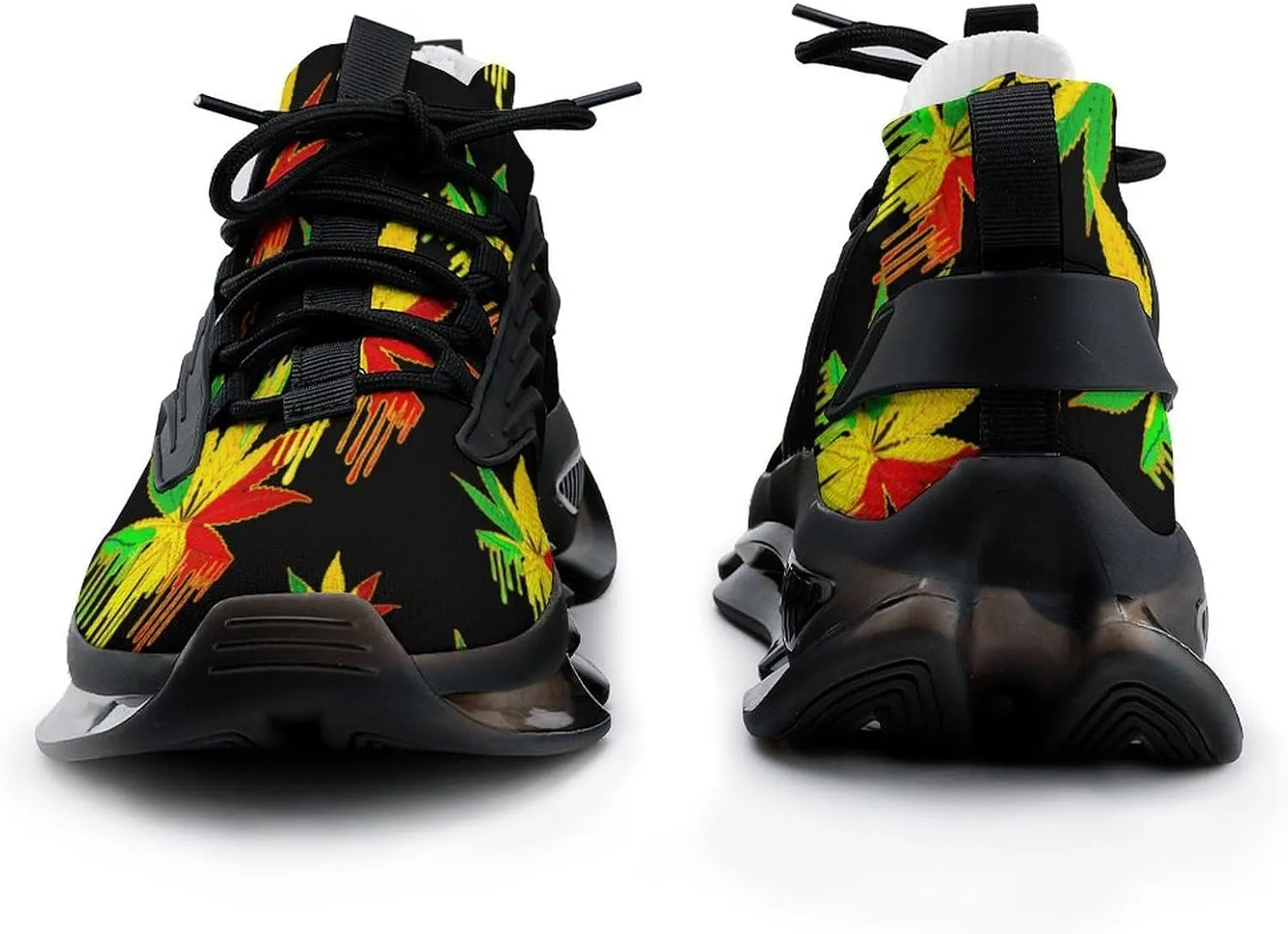 Color Painting Weed Walking Shoes for Men Lightweight Tennis Fashion Elastic Sports Shoes Cushion Basketball Shoes