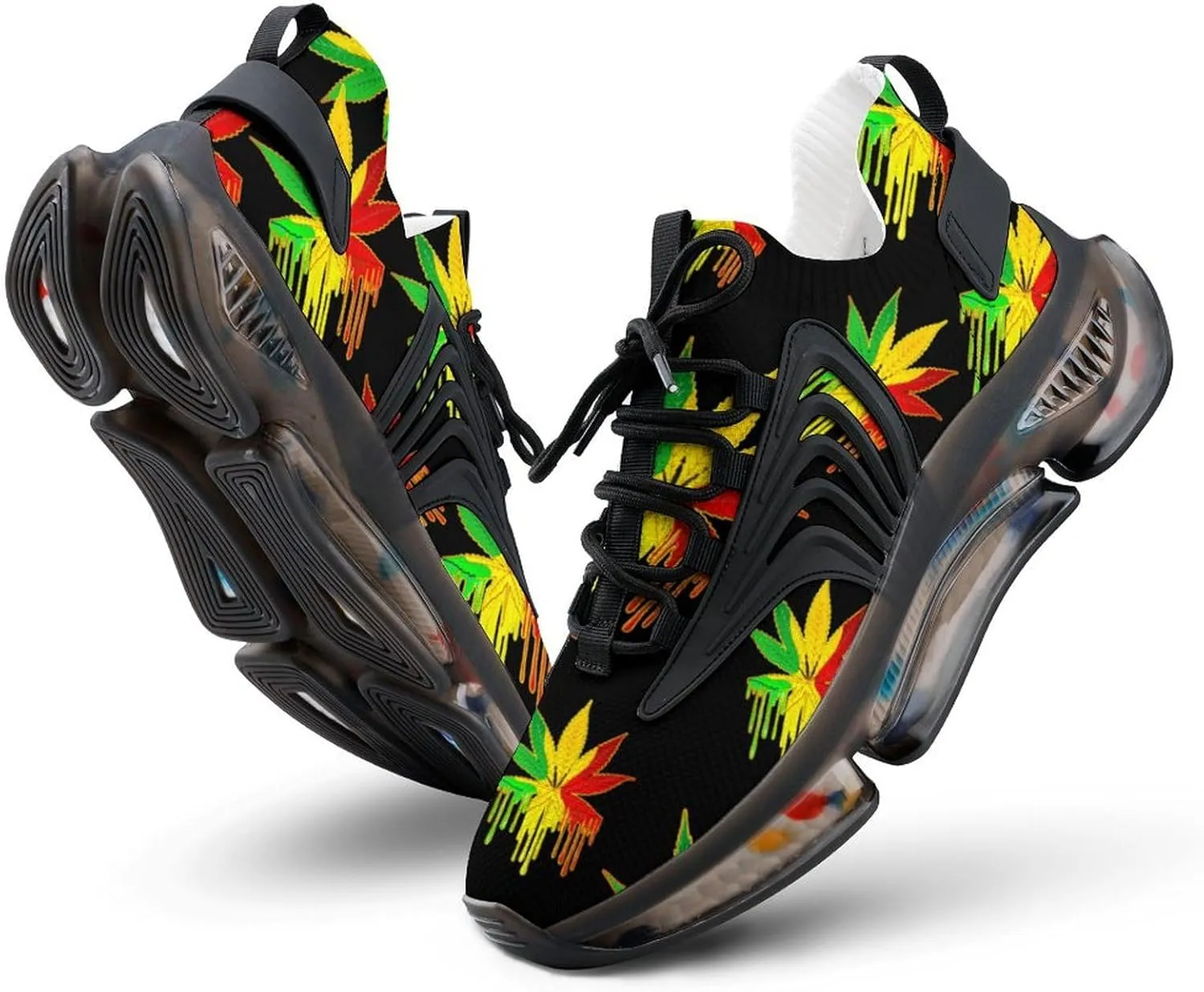 Color Painting Weed Walking Shoes for Men Lightweight Tennis Fashion Elastic Sports Shoes Cushion Basketball Shoes