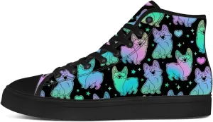 Corgi Shoes for Men Women Dog High Top Canvas Sneakers Lace Up Casual Walking Shoes Gifts for Dad Mom