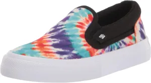 DC Boy's Manual Slip-On Low Shoe Skate, Primary Tie Dye, 4 Big Kid