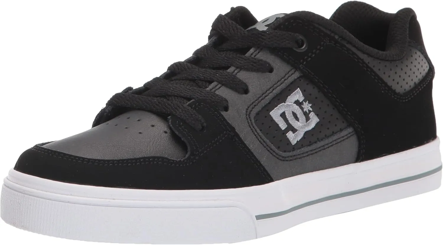 DC Boy's Pure Skate Shoe, Black/Black/Grey, 11 Little Kid