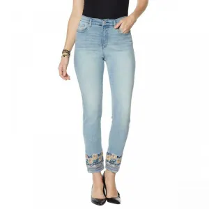 DG2 by Diane Gilman Plus Petite Size Embroidered Hem Ankle Jeans