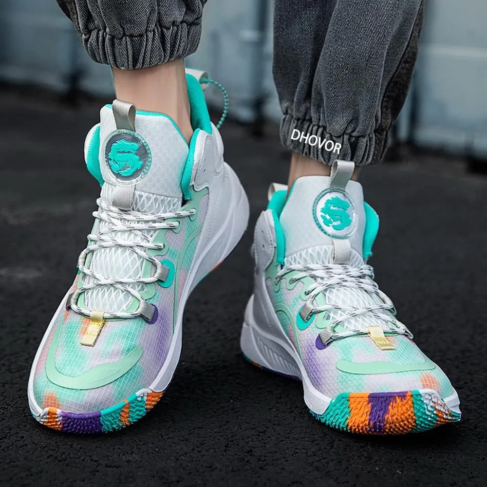 DHOVOR Men's Women's Basketball Shoes, Unisex Youth Fashion Basketball Sneakers, Non Slip Basketball Trainers, Sports Shoes for Women's Outdoor and Indoor