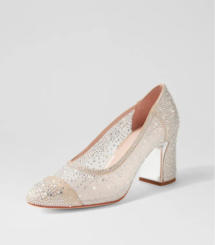 Django & Juliette "Kenedi"Nude off white sparkle pump