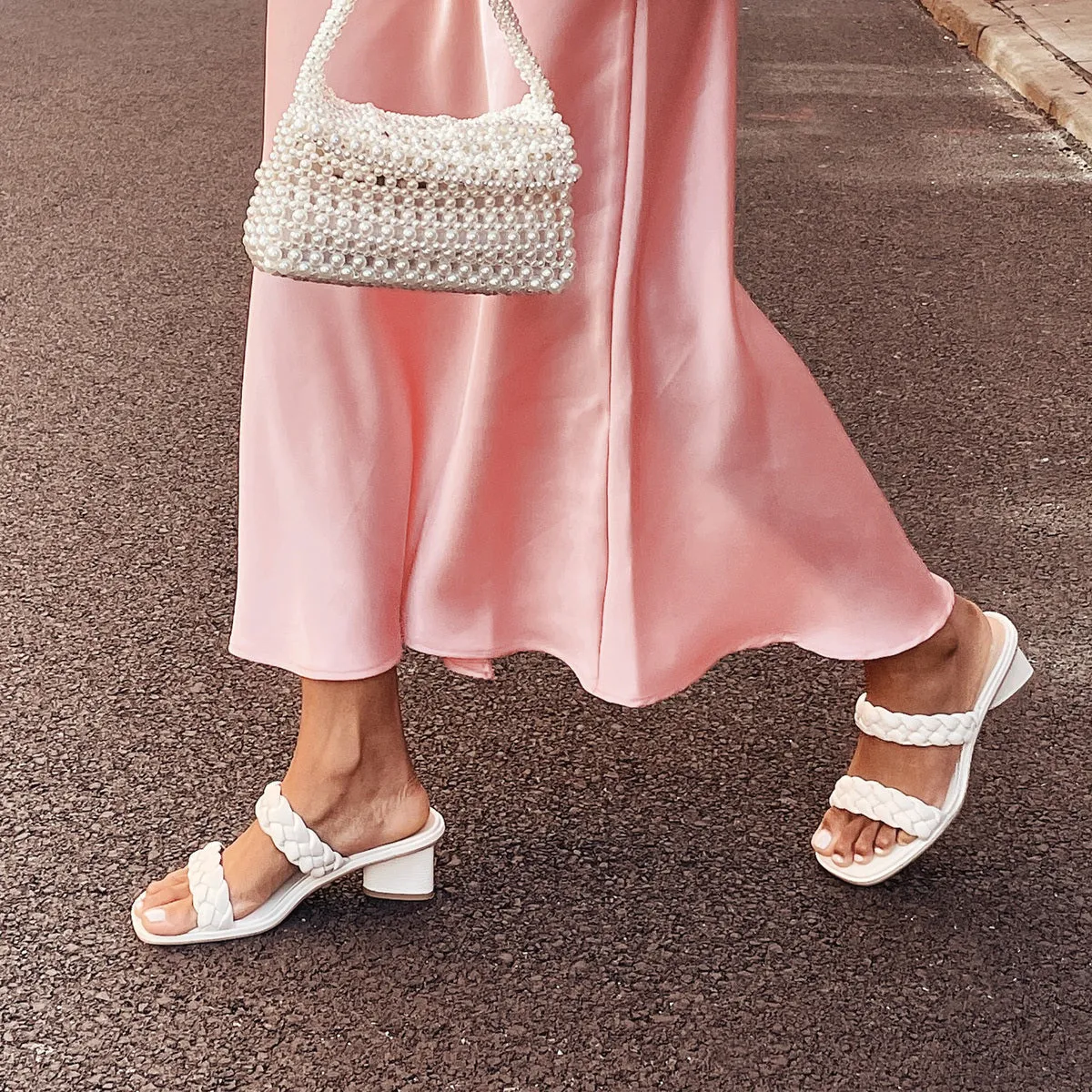 Dolce Vita Ronin 2 Strap Woven Low Heel  Ivory