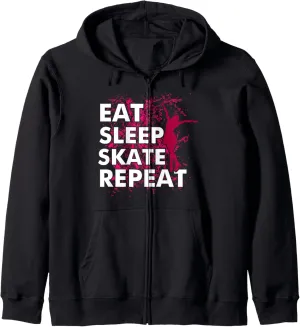 Eat Sleep Skate Repeat Figure Skater Girls Skating Gift Zip Hoodie