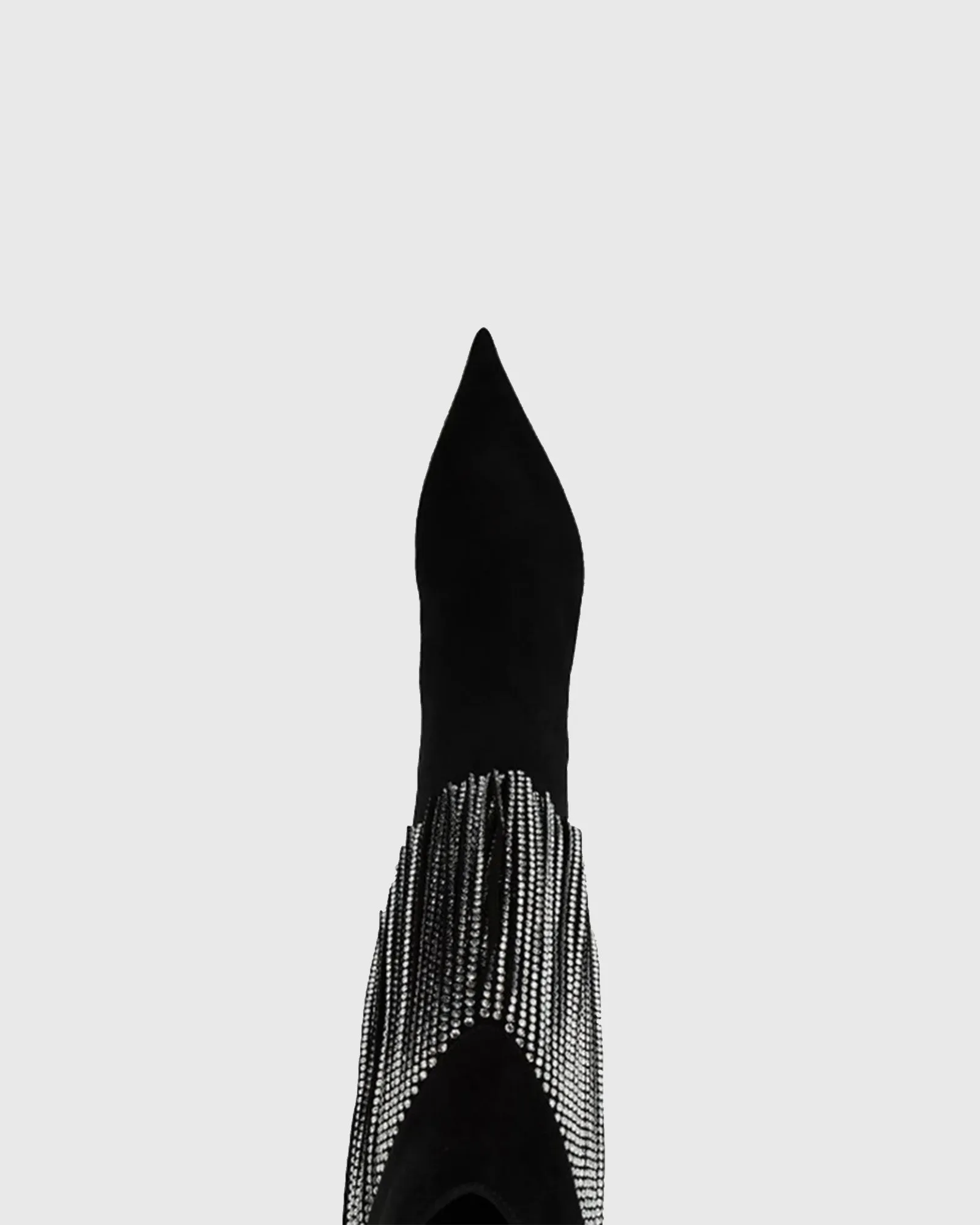 Edetta Rhinestone Fringe Velvet  Mid Calf Boots