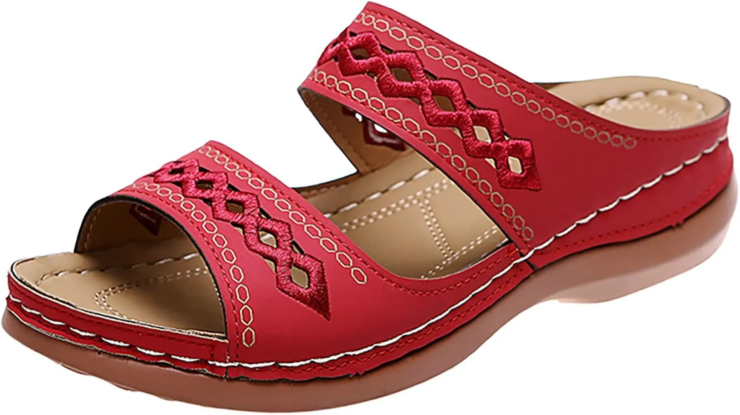 Eduavar Sandals for Women Dressy Summer, Womens Sandals Comfortable Slip On Sandals Open Toe Slip On Walking Sandals Shoes