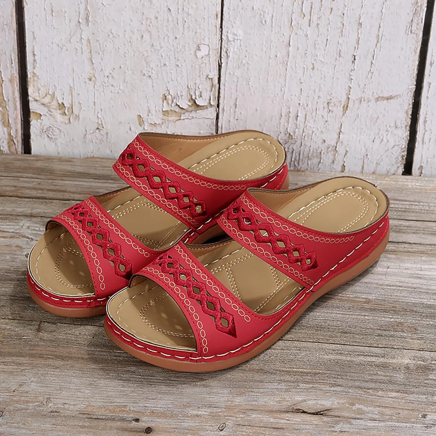 Eduavar Sandals for Women Dressy Summer, Womens Sandals Comfortable Slip On Sandals Open Toe Slip On Walking Sandals Shoes