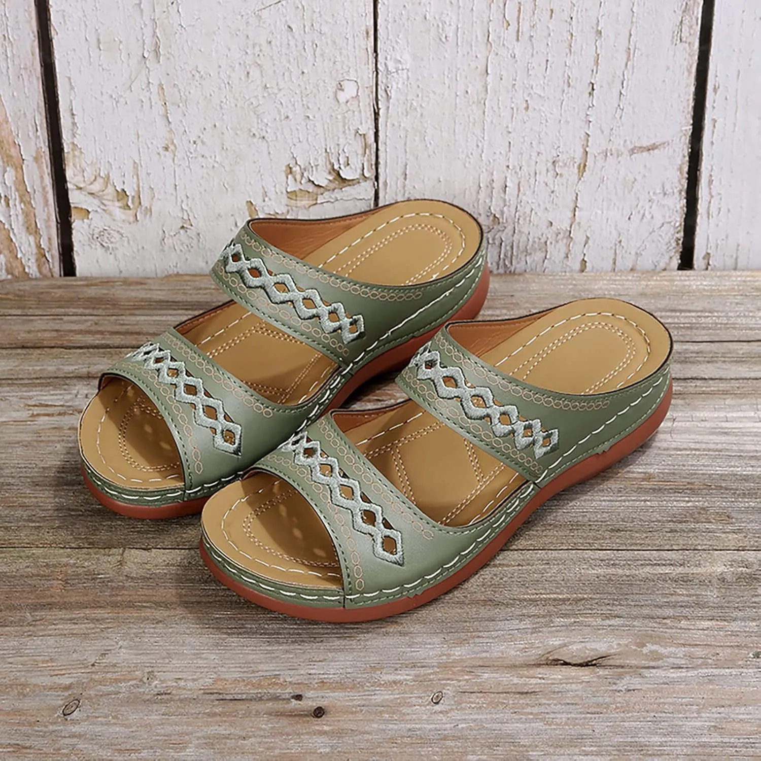 Eduavar Walking Sandals Women Comfort, Womens Sandals Comfortable Slip On Sandals Open Toe Slip On Walking Sandals Shoes