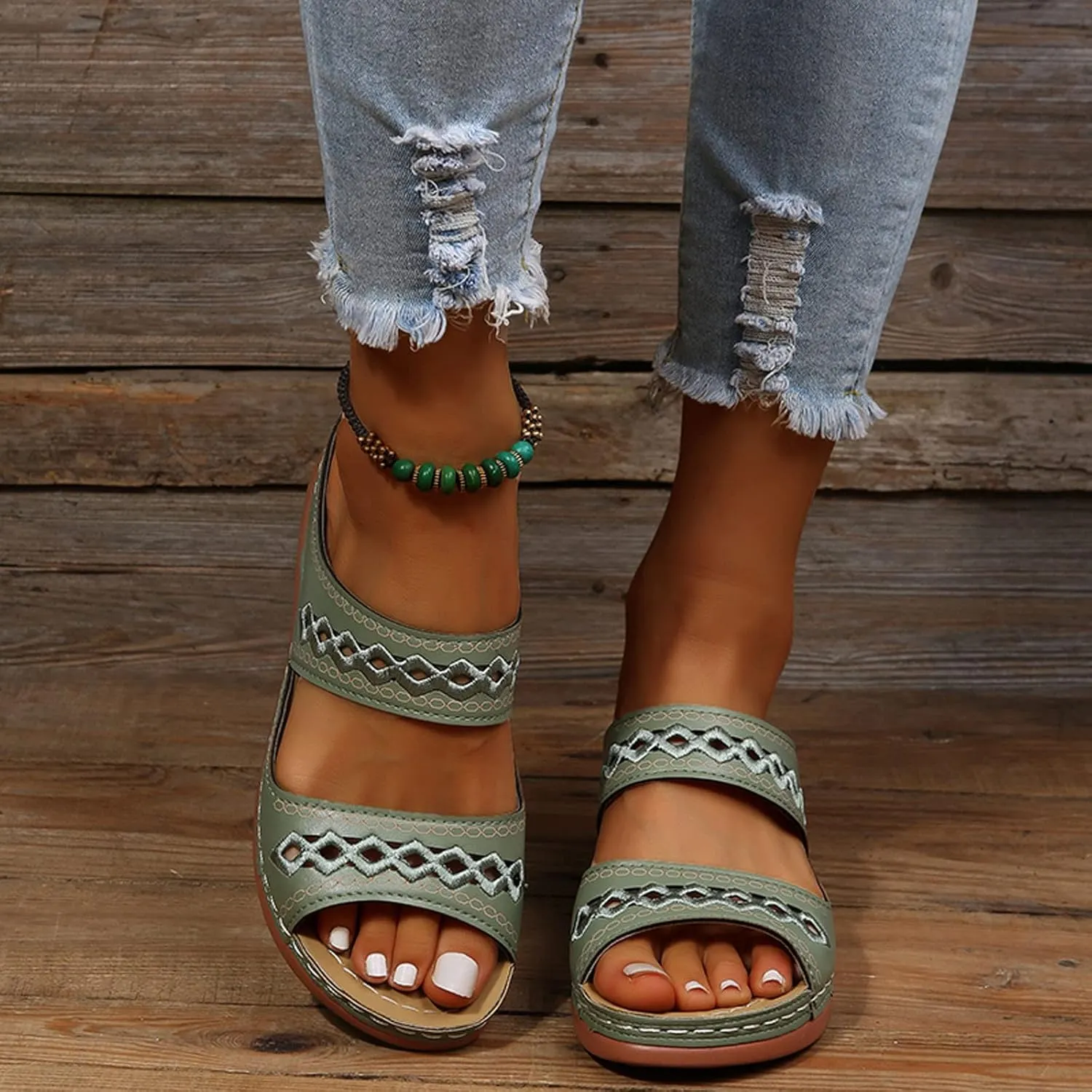 Eduavar Walking Sandals Women Comfort, Womens Sandals Comfortable Slip On Sandals Open Toe Slip On Walking Sandals Shoes