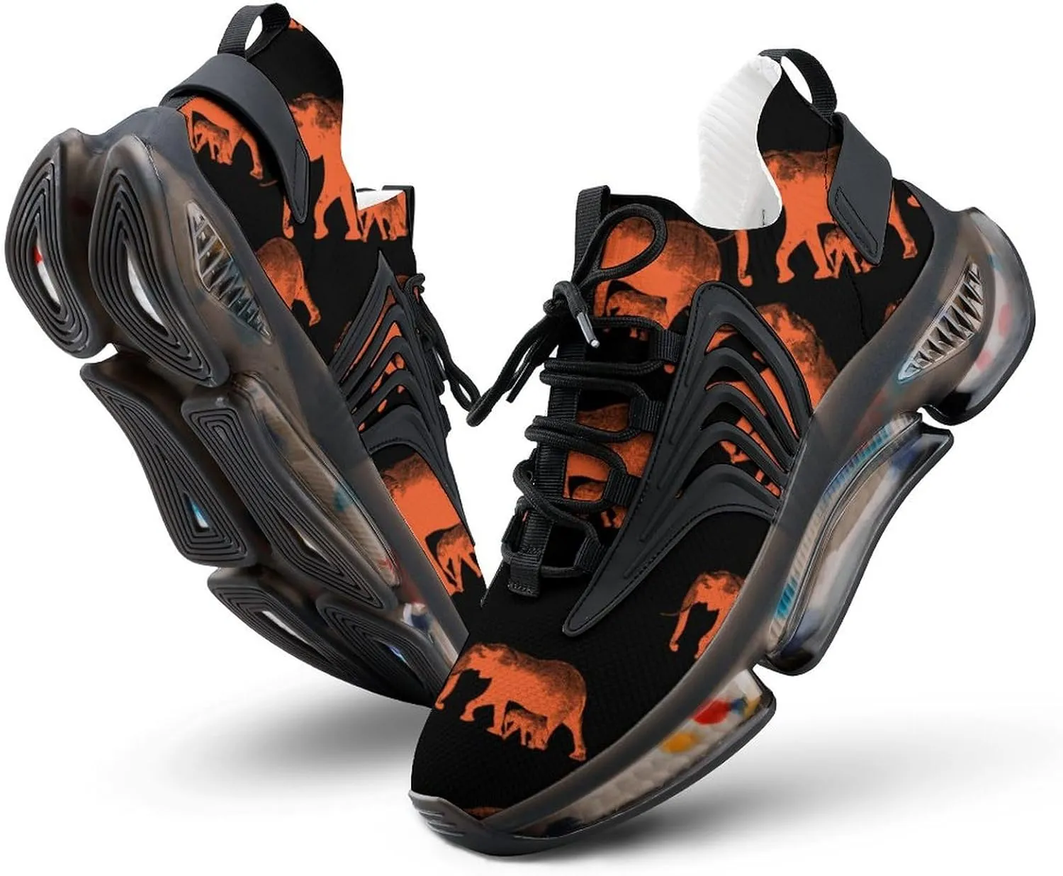 Elephants Print Walking Shoes for Men Lightweight Tennis Fashion Elastic Sports Shoes Cushion Basketball Shoes