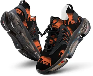 Elephants Print Walking Shoes for Men Lightweight Tennis Fashion Elastic Sports Shoes Cushion Basketball Shoes