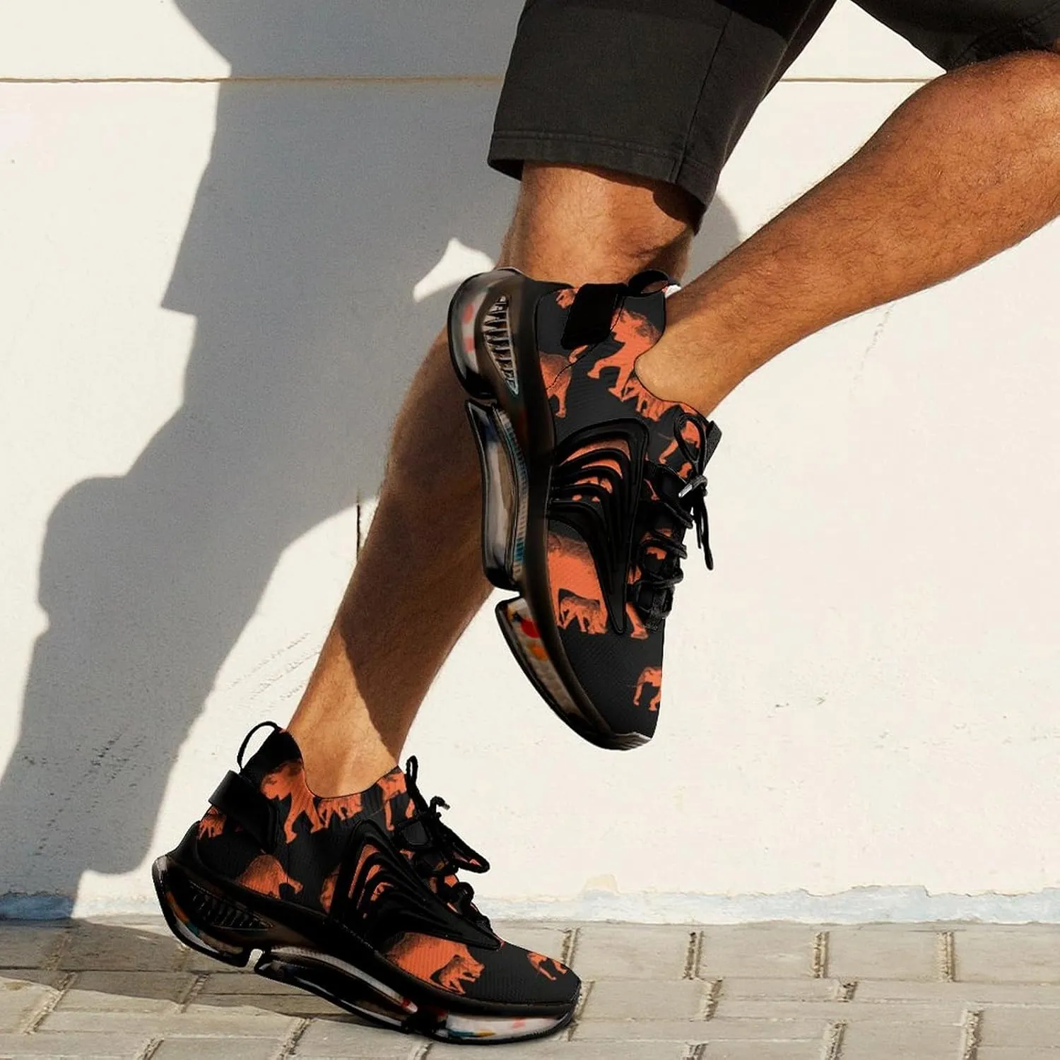 Elephants Print Walking Shoes for Men Lightweight Tennis Fashion Elastic Sports Shoes Cushion Basketball Shoes