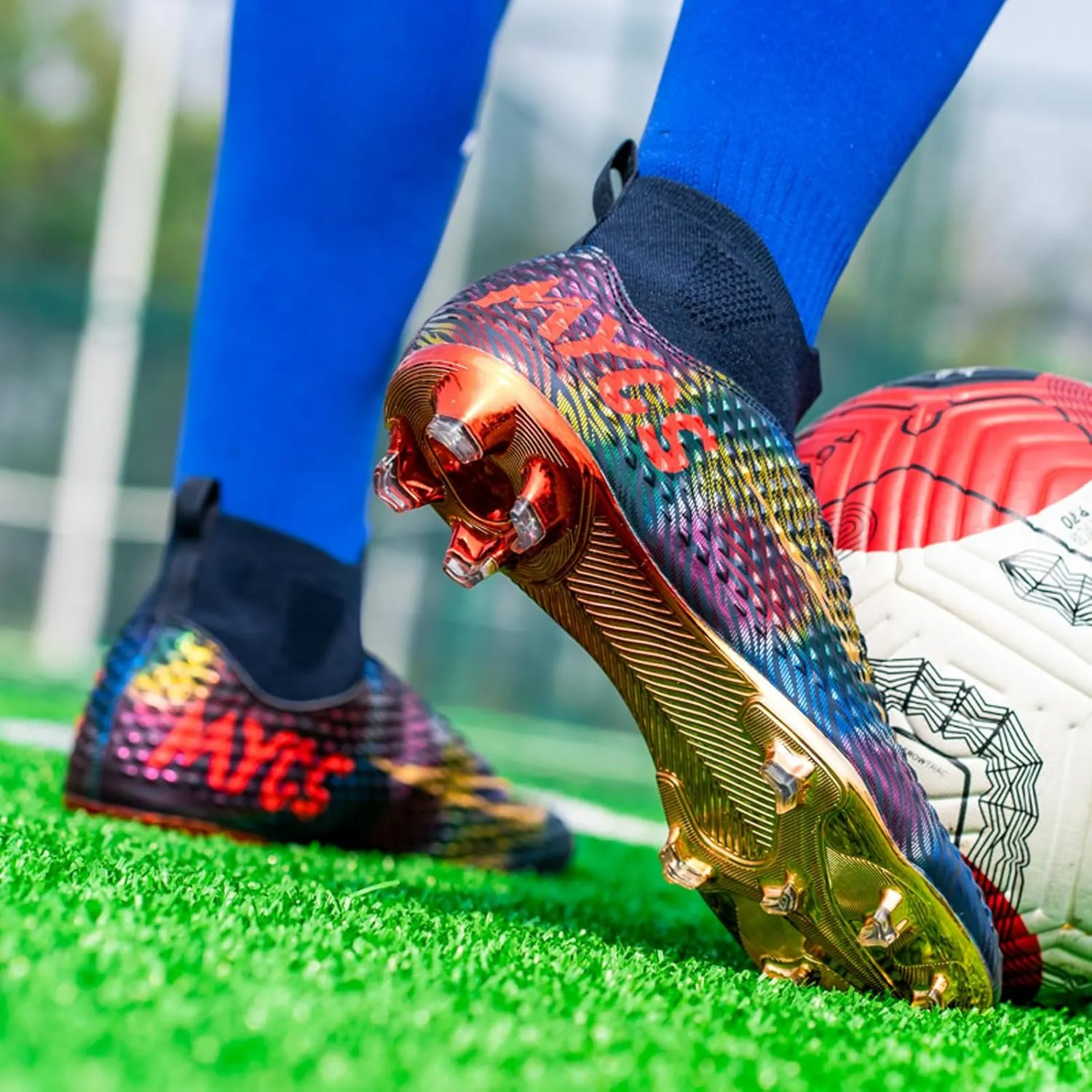 Eliogn Big Kids Soccer Shoes Men??s Soccer Cleats Professional Training Turf High-top Football Shoes Outdoor Comfortable Training Football Shoes