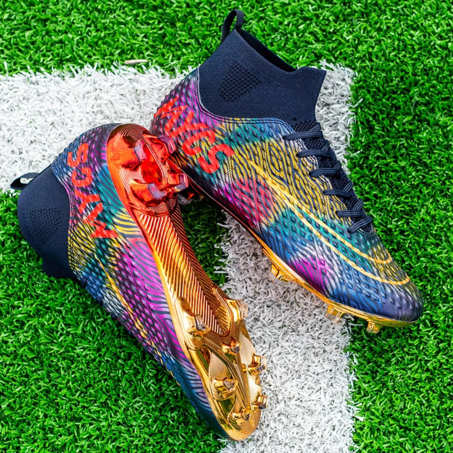 Eliogn Big Kids Soccer Shoes Men??s Soccer Cleats Professional Training Turf High-top Football Shoes Outdoor Comfortable Training Football Shoes