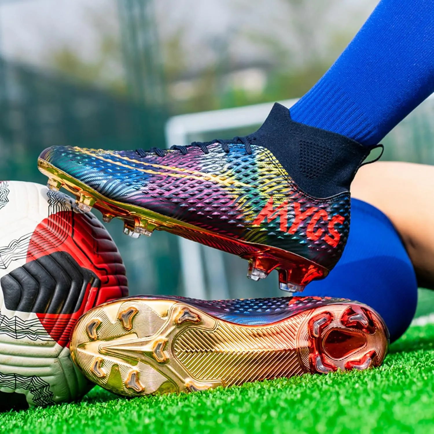 Eliogn Big Kids Soccer Shoes Men??s Soccer Cleats Professional Training Turf High-top Football Shoes Outdoor Comfortable Training Football Shoes