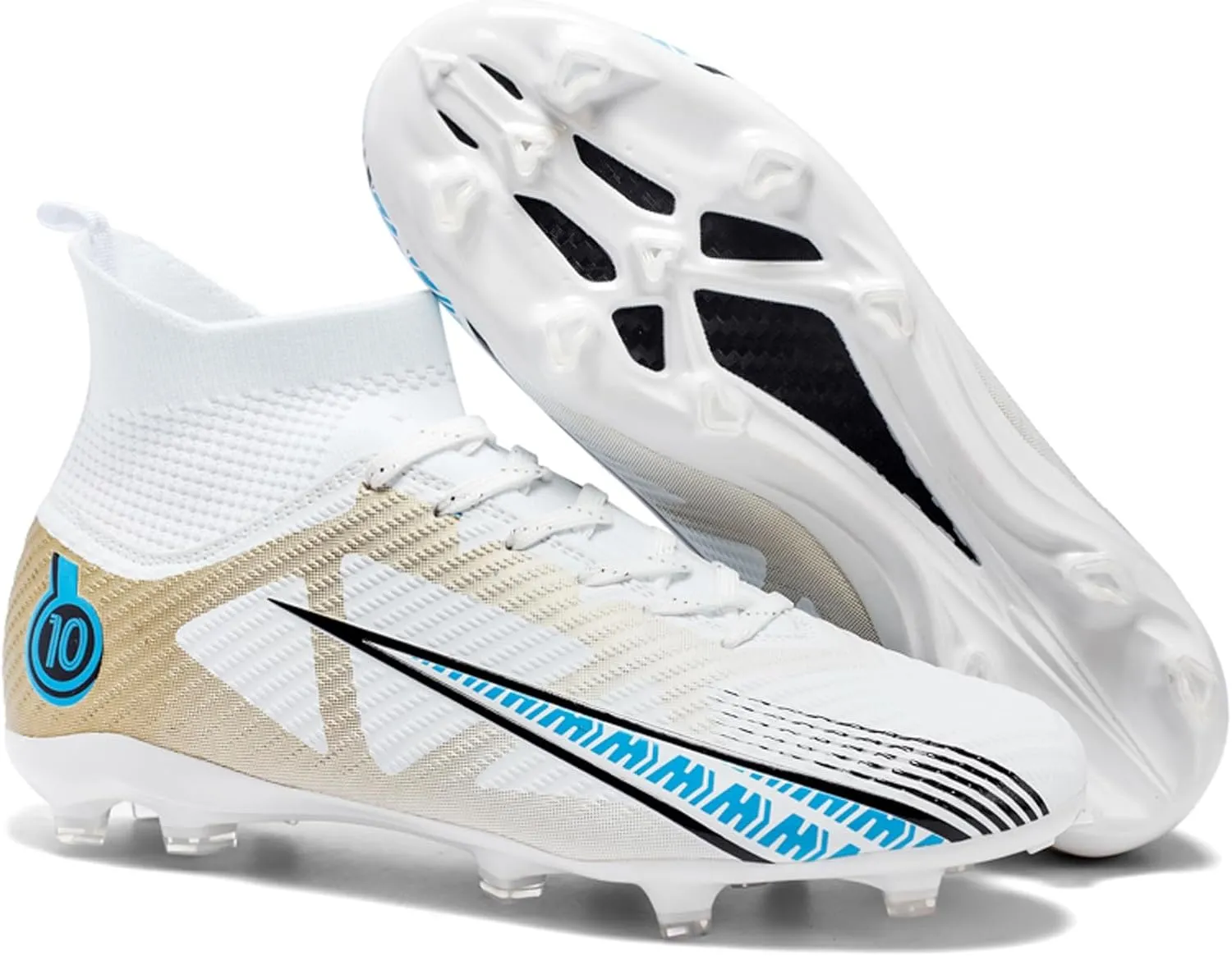 Eliogn Big Kids Soccer Shoes Mens Soccer Cleats Professional Training Turf High-top Football Shoes Outdoor Comfortable Training Football Shoes