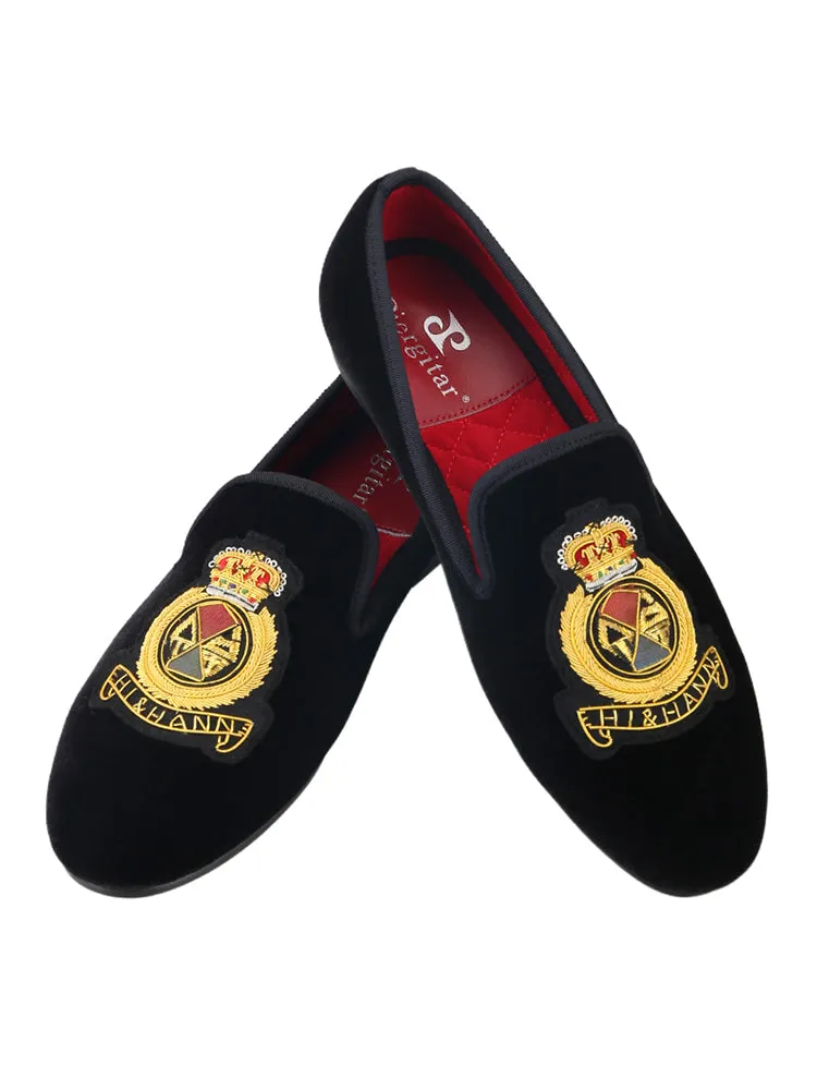 European and American celebrity party style velvet slip-ons for men, high-end imported handmade Indian silk with slip-on trendy loafers