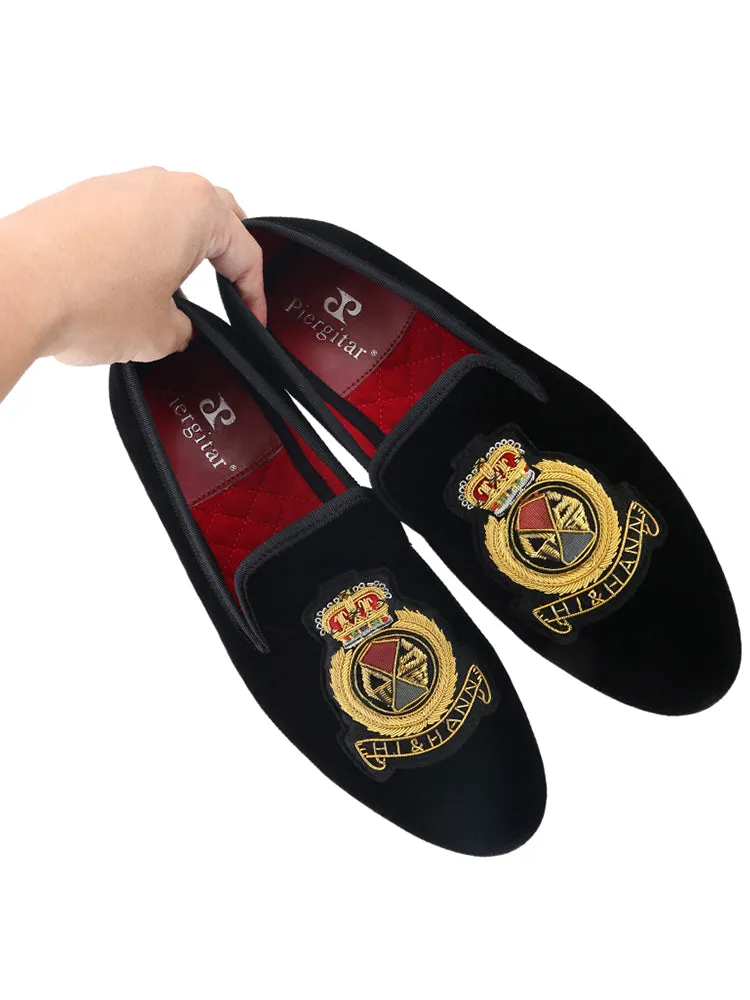 European and American celebrity party style velvet slip-ons for men, high-end imported handmade Indian silk with slip-on trendy loafers