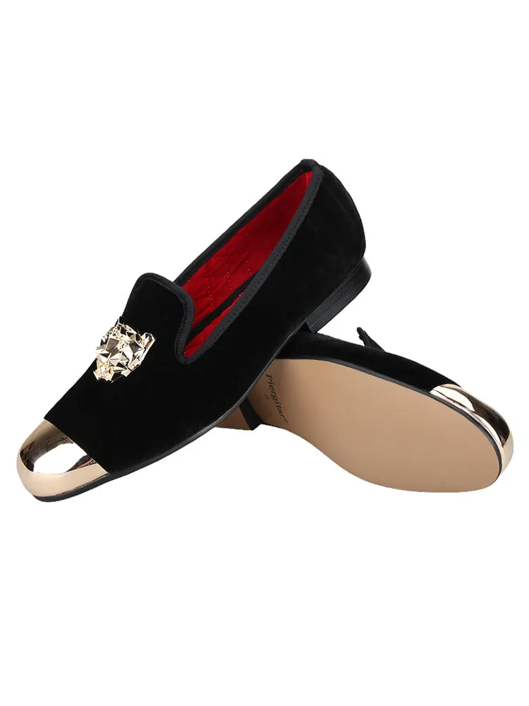 European and American style big-name PP same style tiger head metal buckle men's velvet loafers one-leg fashion single shoes for men