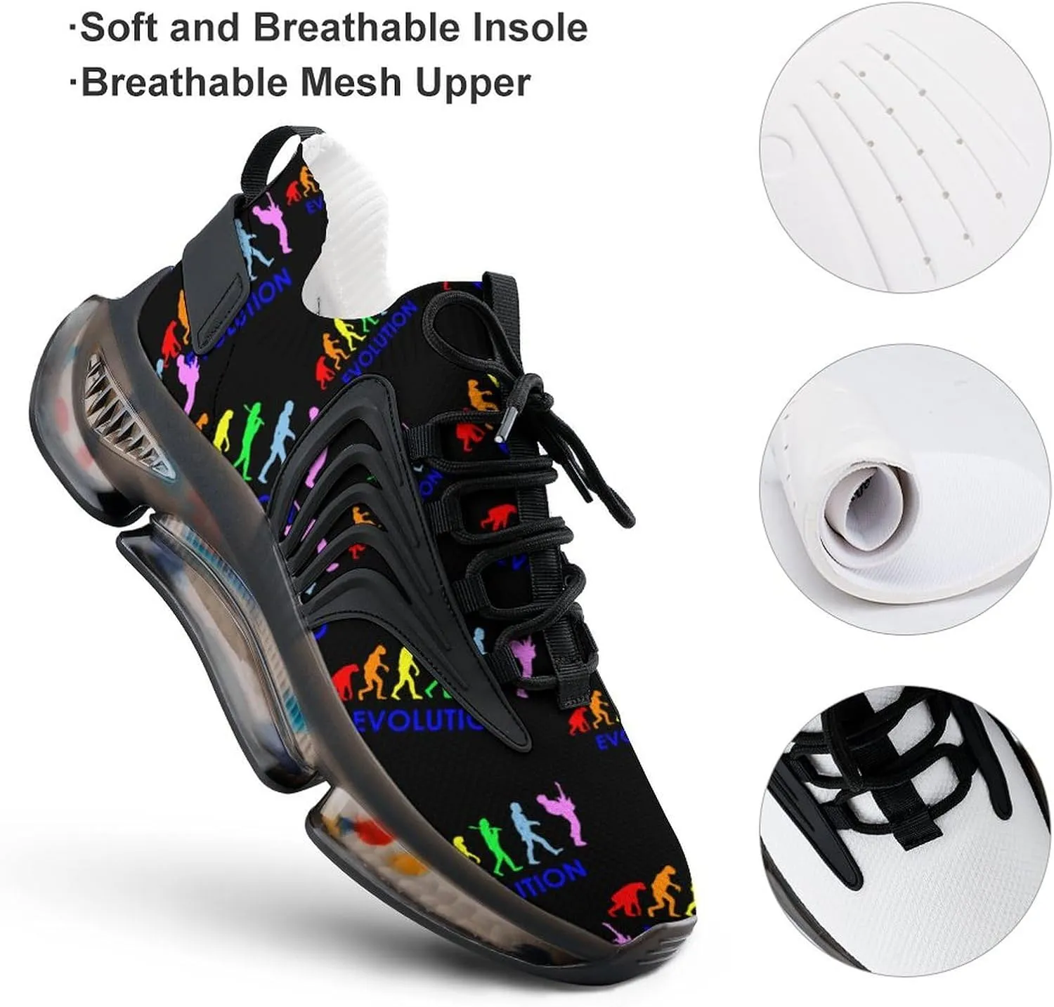 Evolution Guitarist Band Bass Walking Shoes for Men Lightweight Tennis Fashion Elastic Sports Shoes Cushion Basketball Shoes