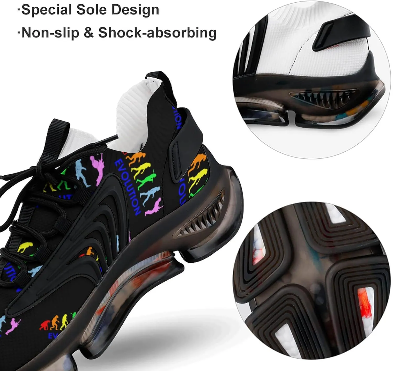 Evolution Guitarist Band Bass Walking Shoes for Men Lightweight Tennis Fashion Elastic Sports Shoes Cushion Basketball Shoes
