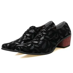 Feather Printed Leather Pointed Toe Formal Oxford Shoe