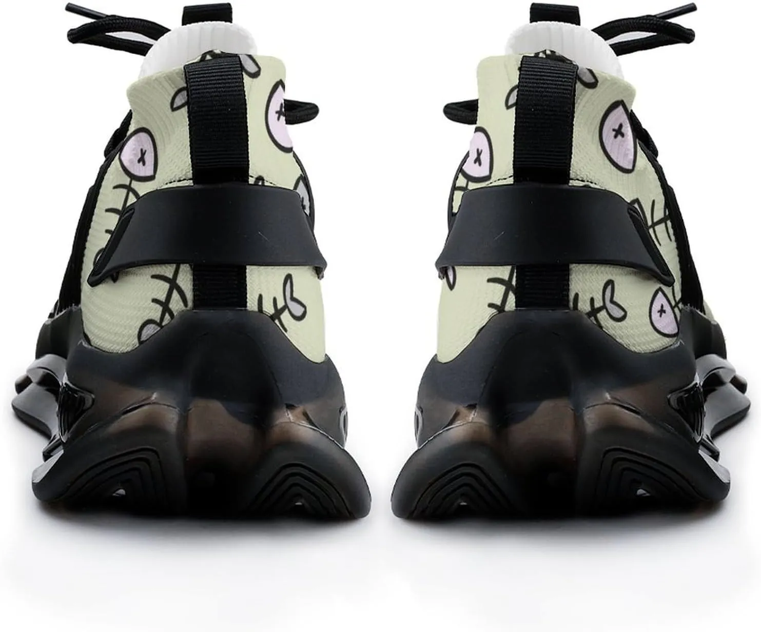Fish Skeleton Bone Walking Shoes for Men Lightweight Tennis Fashion Elastic Sports Shoes Cushion Basketball Shoes