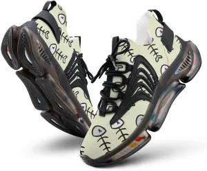 Fish Skeleton Bone Walking Shoes for Men Lightweight Tennis Fashion Elastic Sports Shoes Cushion Basketball Shoes