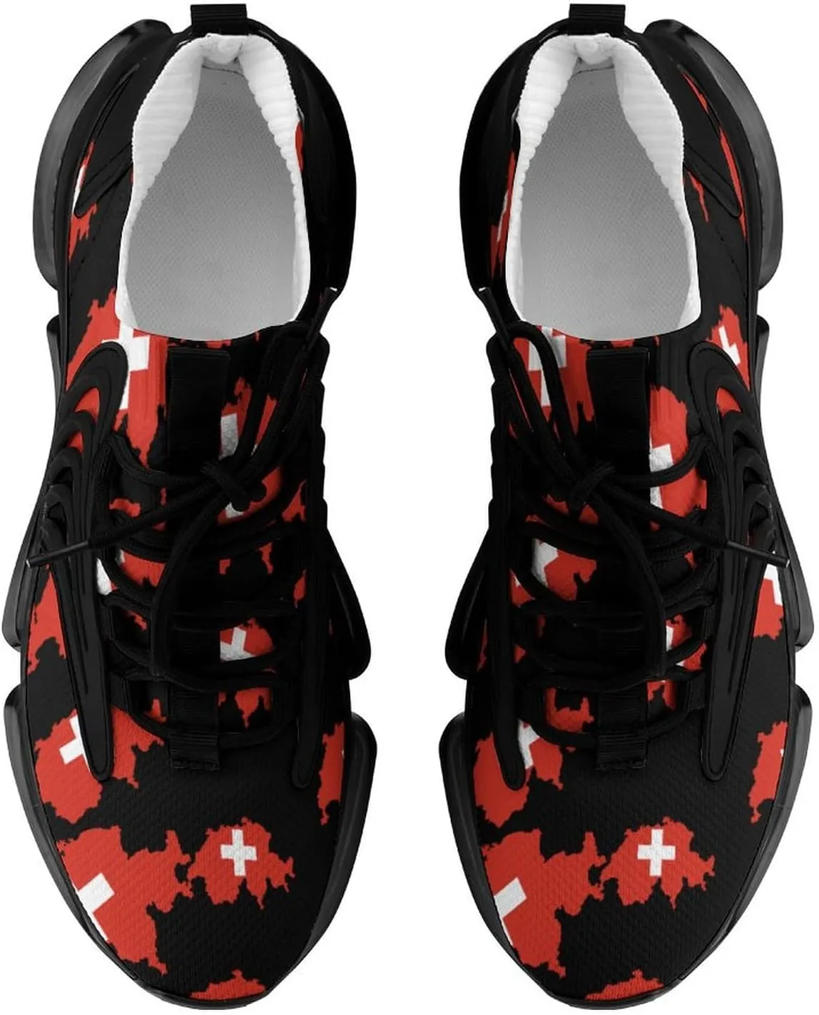 Flag Map of Switzerland Walking Shoes for Men Lightweight Tennis Fashion Elastic Sports Shoes Cushion Basketball Shoes