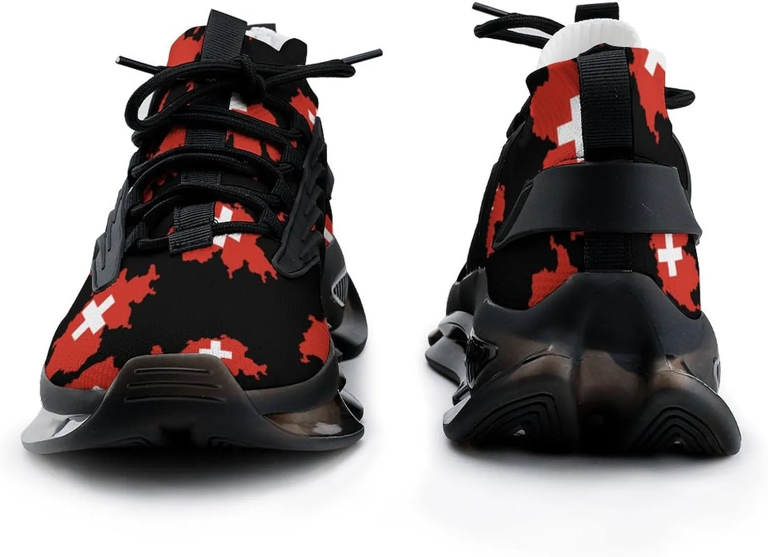 Flag Map of Switzerland Walking Shoes for Men Lightweight Tennis Fashion Elastic Sports Shoes Cushion Basketball Shoes