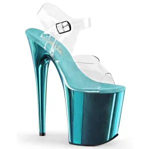 FLAMINGO-808 Pleaser Clear/Turquoise Chrome Sexy Platform Shoes (Pole Dancing Heels)