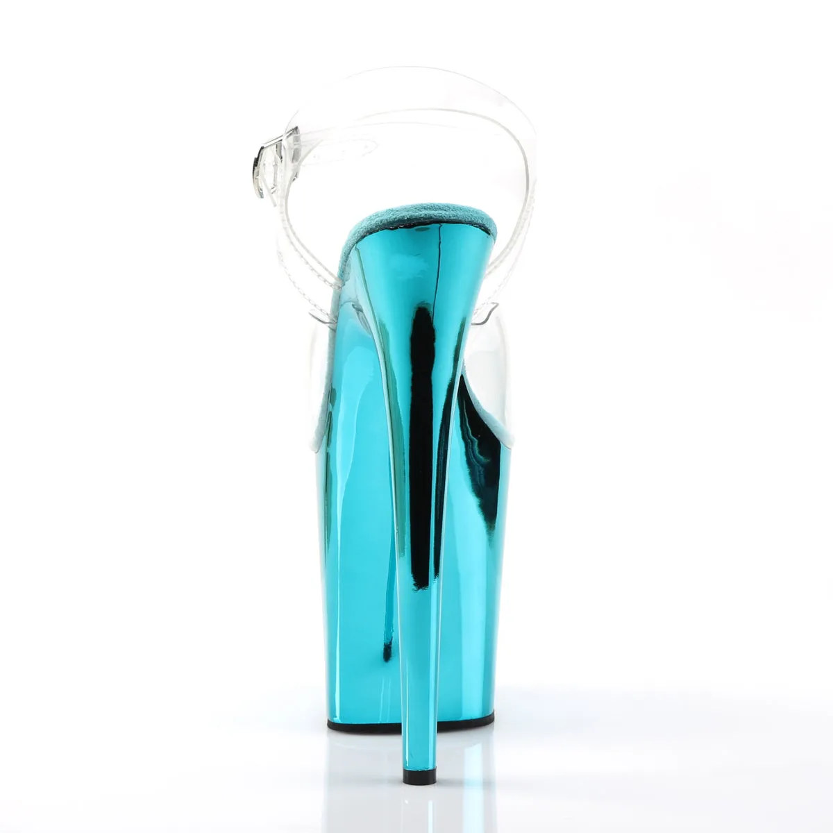 FLAMINGO-808 Pleaser Clear/Turquoise Chrome Sexy Platform Shoes (Pole Dancing Heels)