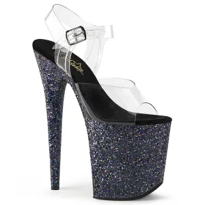 FLAMINGO-808LG Pleaser Clear/Black Sexy Platform Shoes (Pole Dancing Heels)