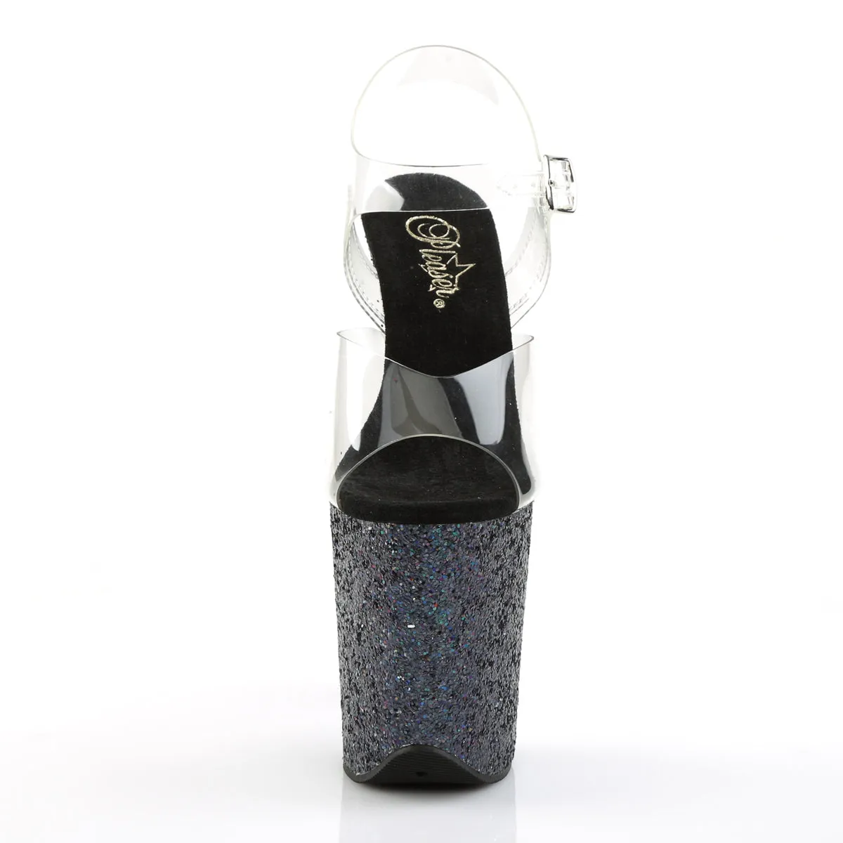 FLAMINGO-808LG Pleaser Clear/Black Sexy Platform Shoes (Pole Dancing Heels)