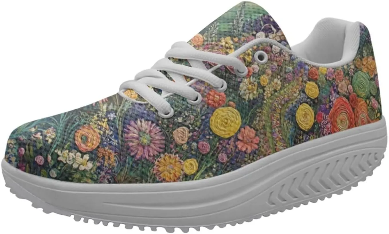 FOR U DESIGNS Fashion Women's Strength Fitness Walking Sneaker Platform Swing Wedges