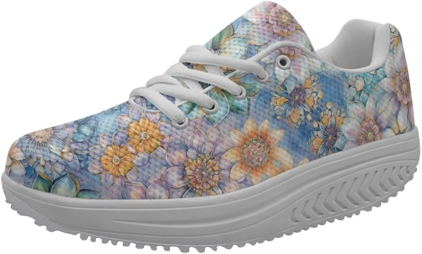 FOR U DESIGNS Fashion Women's Strength Fitness Walking Sneaker Platform Swing Wedges