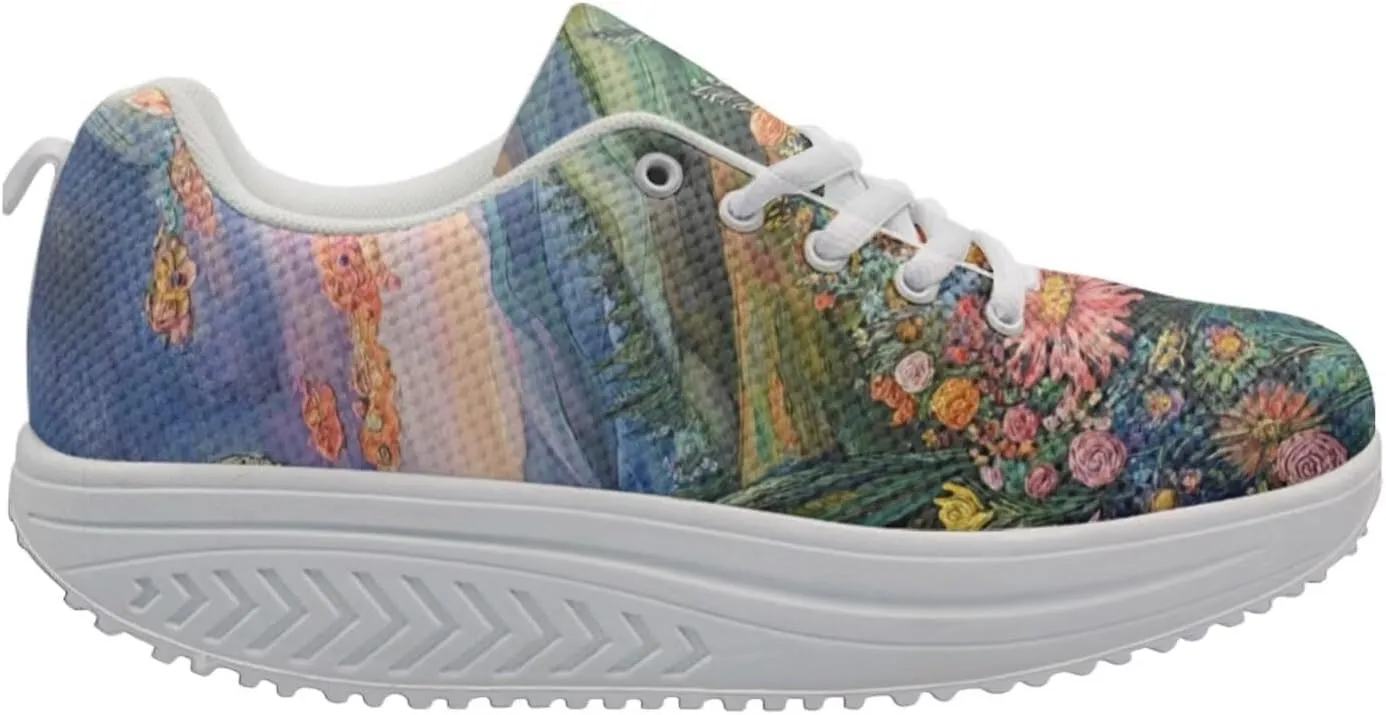 FOR U DESIGNS Fashion Women's Strength Fitness Walking Sneaker Platform Swing Wedges