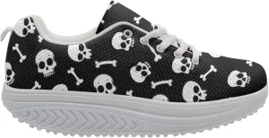 FOR U DESIGNS Vintage Floral Print Fitness Walking Sneaker Casual Women's Wedges Platform Shoes