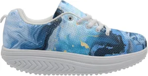 FOR U DESIGNS Vintage Floral Print Fitness Walking Sneaker Casual Women's Wedges Platform Shoes