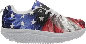 FOR U DESIGNS Vintage Floral Print Fitness Walking Sneaker Casual Women's Wedges Platform Shoes