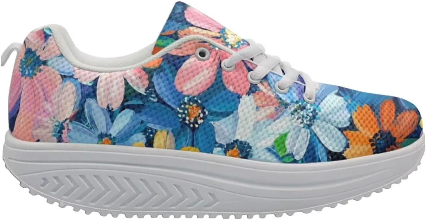 FOR U DESIGNS Women's Sneakers Platform Walking Shoes Casual Lace Up Running Shoes