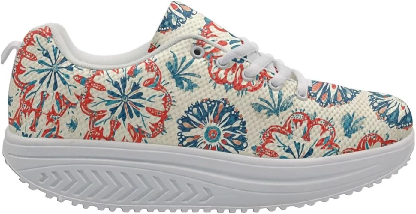 FOR U DESIGNS Women's Sneakers Platform Walking Shoes Casual Lace Up Running Shoes