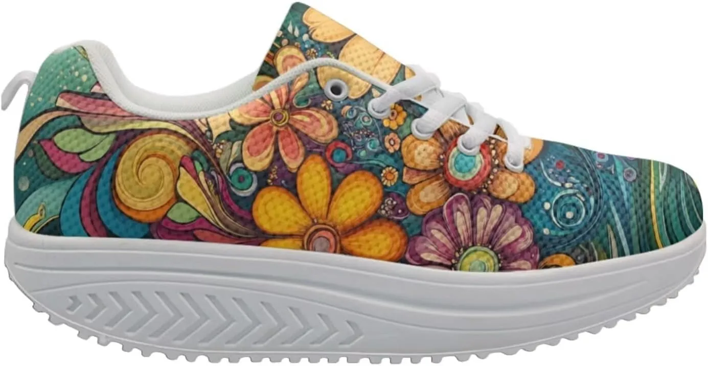 FOR U DESIGNS Women's Sneakers Platform Walking Shoes Casual Lace Up Running Shoes