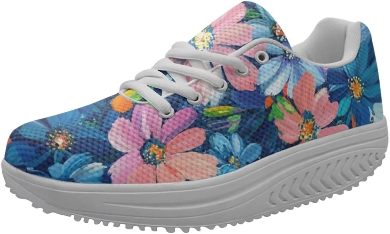 FOR U DESIGNS Women's Sneakers Platform Walking Shoes Casual Lace Up Running Shoes