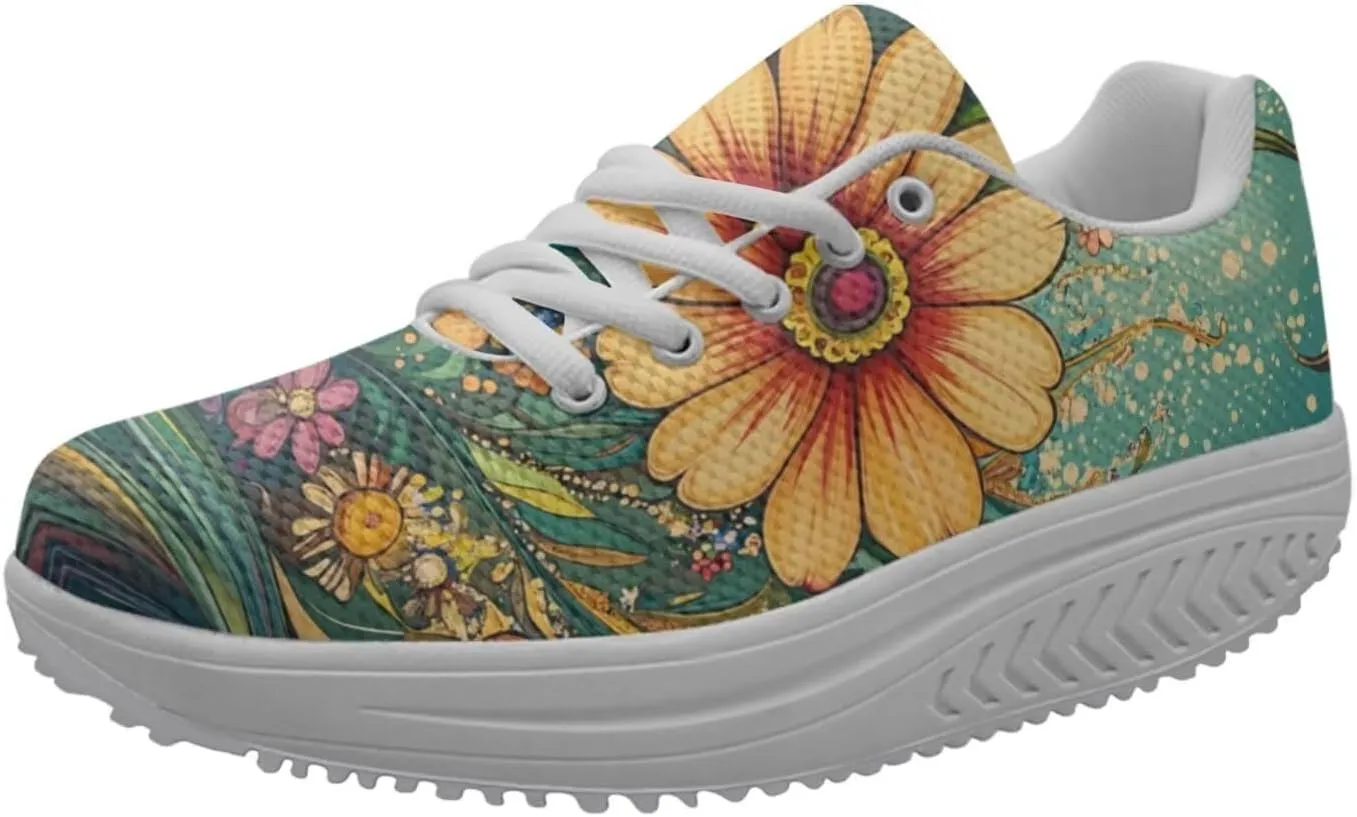 FOR U DESIGNS Women's Sneakers Platform Walking Shoes Casual Lace Up Running Shoes