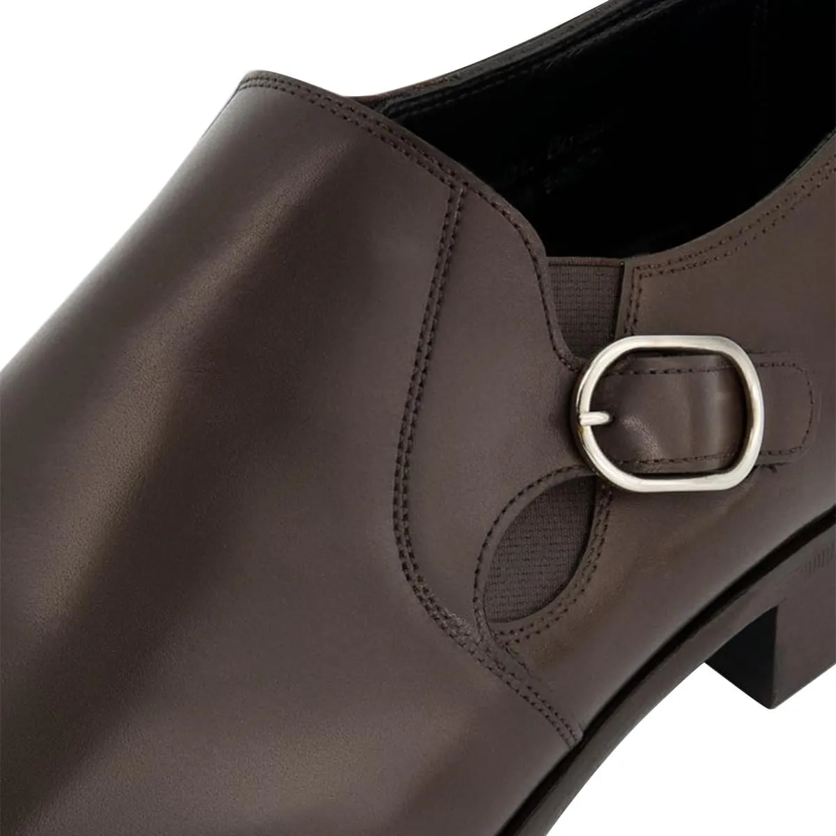 FSJ Men's Single Monk Strap Buckled Dress Loafers Shoes Comfortable Round Toe Slip On Side Elasticity Low Heels Formal Business Casual Shoes Size 4-16 US